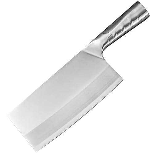 toothgeneric Meat Cleaver,Cleaver Knife 8 Inch All-steel Vegetable Knife Stainless Steel Household Slicing Knife Sharp Chef's Knife Kitchen Chopping Dual-purpose Chopping Bone Knife, LAMAJIGA5844