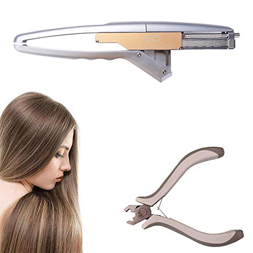 High-End 6D Hair Extension Machine Quick No-Trace Easy Connector Hair Kit Human Hair Extension Tools Easy to Use for Faster Natural Real Hair Extension, Gold, 20 Minutes for A Full Head
