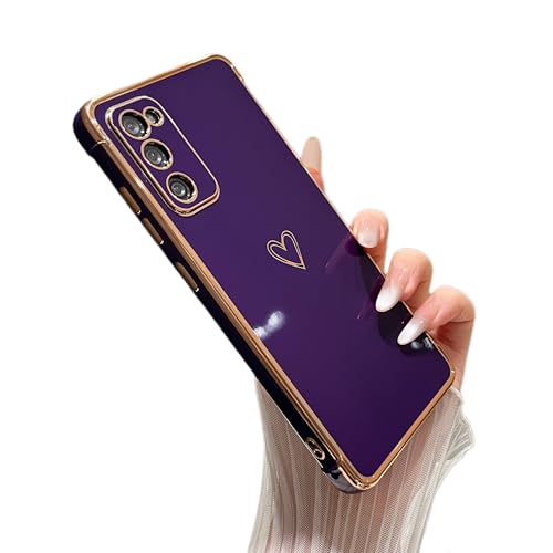 Coque Samsung S20 FE 5G en silicone violet foncé avec motif cœurs et protection photo