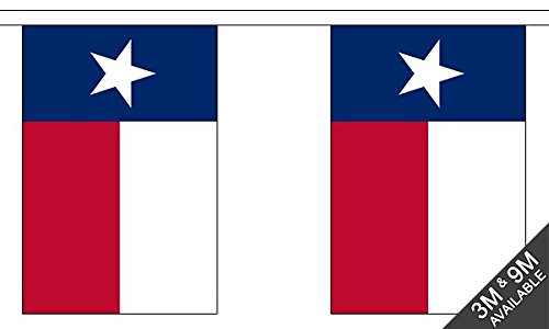 Flagtex Texas Fabric Bunting – 9m with 30 Flags – Indoor & Outdoor Decoration – String Flags Banners TX State USA American South Southwest Lone Star — image 1