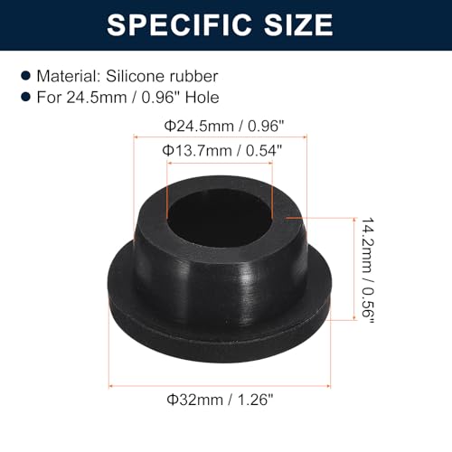 Image of uxcell 5 Pcs Black Plug Holes, Waterproof Rubber Button Plug for 24.5mm / 0.96 inch Hole