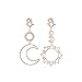 Produktbild Muzhili3 Damen-Ohrringe, modisch, Boho-Stil, asymmetrisch, hohl, Sonne, Mond, baumelnder Ohrring - Silber goldfarben