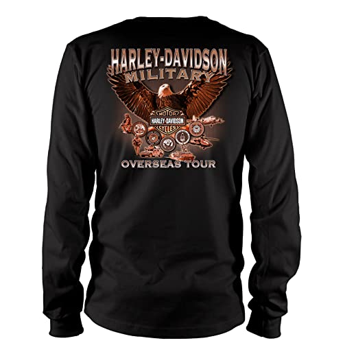 Harley-Davidson Military - Men's Black Long-Sleeve Graphic T-Shirt - Overseas Tour | WG Skull Large