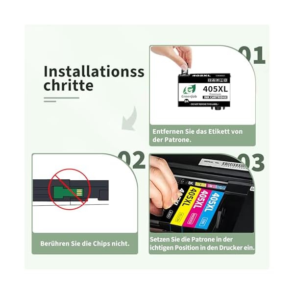 Greenjob 405XL Multipack für Epson 405 XL Druckerpatronen Kompatibel mit Epson Workforce Pro WF-3820 WF-3825 WF-4820 WF-4825 WF-4830 WF-7830 WF-7835 WF-7840 (2 Schwarz, 2 Cyan, 2 Magenta, 2 Gelb) – Bild 7