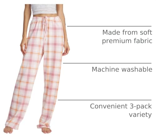Image of Ultra Performance Pajama Pants Women 3 Pack Soft PJ Lounge Pajama Pants | 92% polyester, 8% spandex; drawstring waist; ideal for sleeping, lounging, pj pajamas for women (Avail in Plus Sizes)