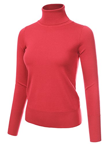 Image of Stretch Soft Knit Sweater Turtle Neck Long Sleeve Casual Lightweight Pullover Sweater for Womens with Plus Size