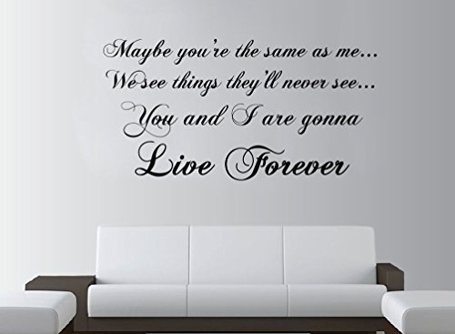 OASIS Live Forever Lyrics Large Wall Art ROCK Quote Lounge Bedroom Sticker Decal by Boultons Graphics