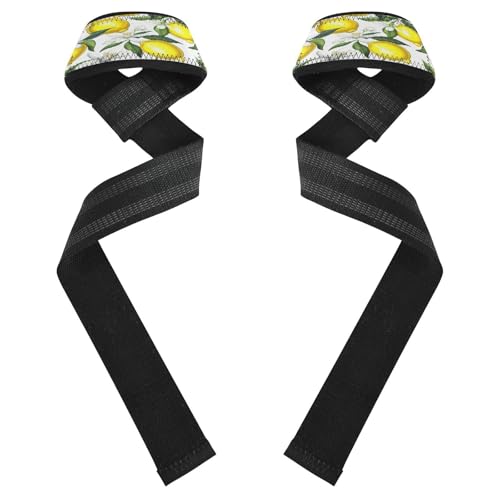 STAYTOP Yellow Lemons Wrist Straps for Weightlifting,Lifting Straps with Neoprene Cushioned Wrist Padded and Anti-Skid Silicone for Strength Training,Bodybuilding,Deadlifting