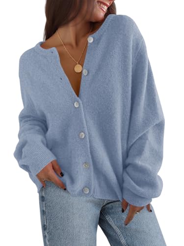 Saodimallsu Womens Cardigan Sweaters Button Down Long Sleeve Knit Outerwear 2025 Trendy Fashion Open Front Outfits