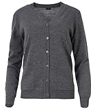 Seniorenmode24 Damen Senioren Oma Strickjacke Uni Farben mit Knöpfen kuschelig weich aus Baumwolle ideal für pflegebedürftige Omas einfach anzuziehen und super pflegeleicht (grau, 46/48)