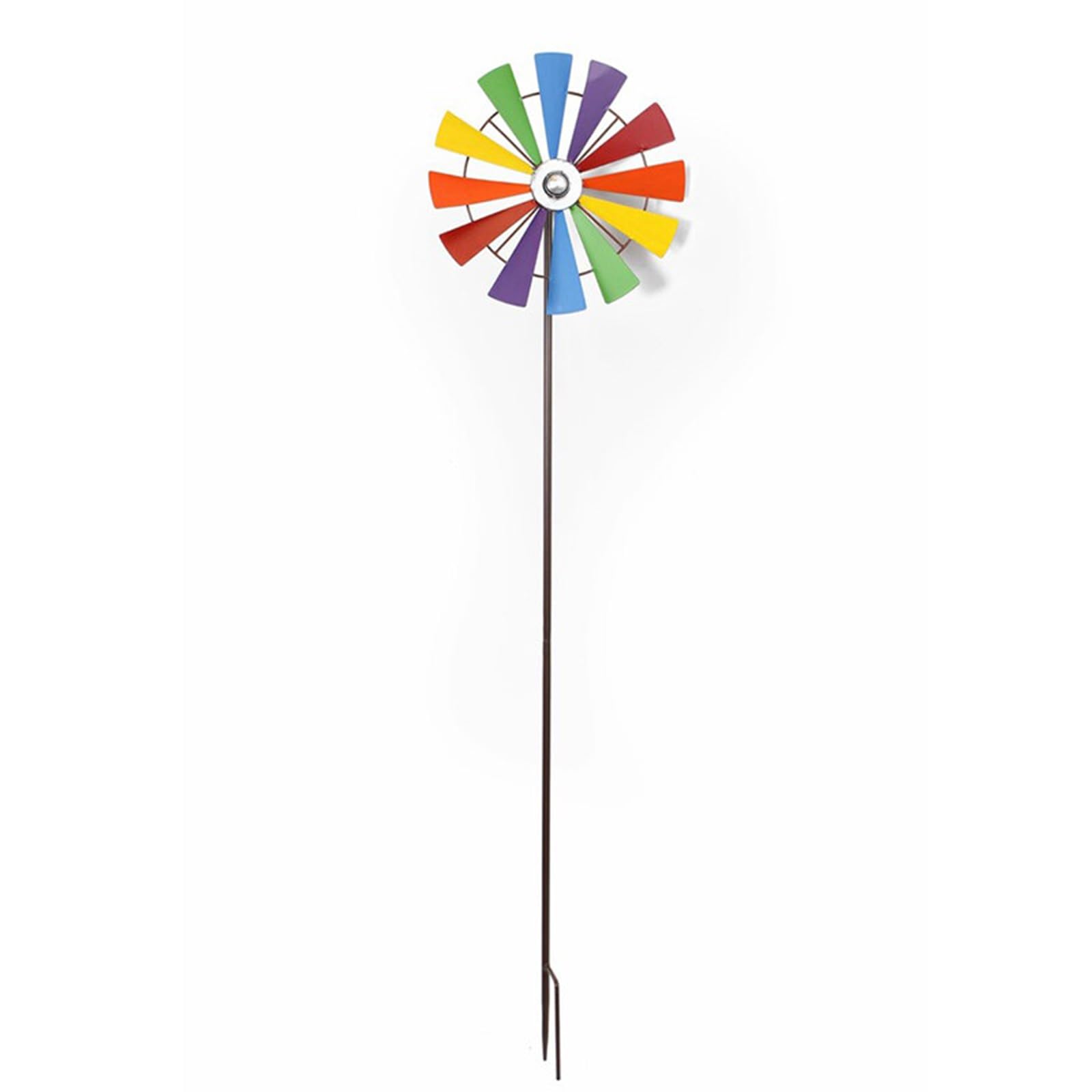 Molinillo de viento metálico arcoíris para decoración exterior de jardín