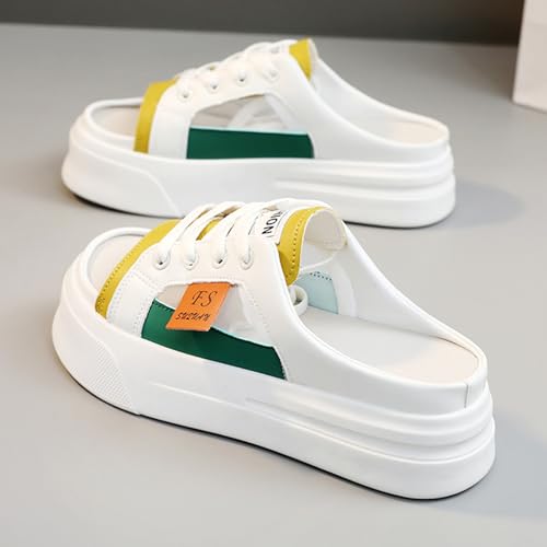 Women's Anti-Slip Platform Sandals Breathable Adjustable Lace-Up Open Toe Mules Summer Lightweight Cushioned Indoor Outdoor Casual Shoes4