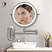 Rechargeable Wall Mounted Lighted Makeup Vanity Mirror with 10X/1X Magnification For Shaving, 8Inch Brushed Nickel Magnifying Mirror Makeup Wall Mounted with Light,13 Inch Extendable (8CB-N10X)