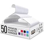 Utopia Home - Plastic Hangers 50 Pack - Space Saving Clothes Hanger - Durable and Strong Closet Organizers and Storage Makes It Ideal Stocking Stuffers or Apartment or Dorm Room Essentials (White)