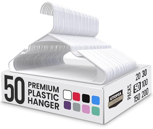 Utopia Home - Plastic Hangers 50 Pack - Space Saving Clothes Hanger - Durable and Strong Closet...