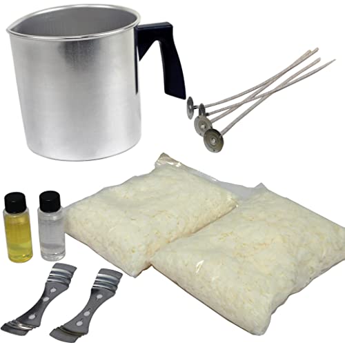 Soy Candle Making Kit & Supplies: Complete DIY Set with 2 LB Soy Wax, Vanilla & Lavender Scents, Wicks + Holders & Pitcher