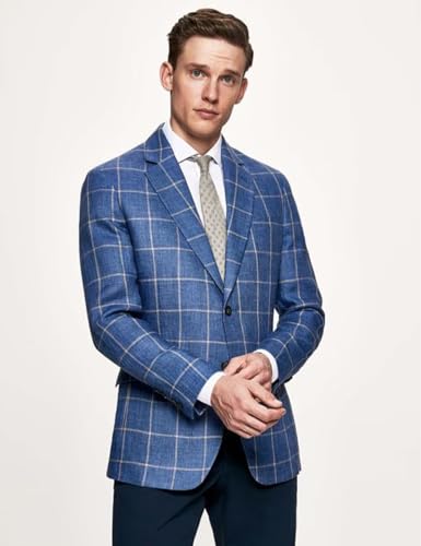 SHUZHXLZANGY Mens Plaid Blazer 2 Button Slim Fit Jacket Sport Coats Casual Blazer for Men Wedding Prom Party2