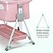 Cowiewie Bassinet Bedside Sleeper, Baby Bassinet with 7 Adjustable Height, Bedside Bassinets for Baby with Breathable Mesh Sides & Mattress, XL Storage, Easy Folding Crib (Pink and White)