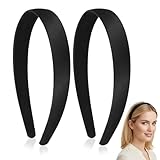 Lot de 2 serre têtes simples, noirs, pour femmes et filles, 2 cm de large, rembourrés, antidérapants, élastiques, élégants et confortables, couleur unie