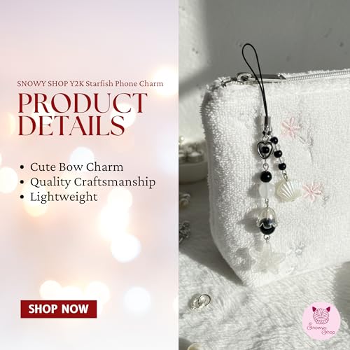 Image of SNOWY SHOP Korean Silver Bow Phone Charm - Cute Heart & Starfish Pendant | Aesthetic Korean Mobile Chain, Bag Hanging & Keychain Jewelry for Girls & Women