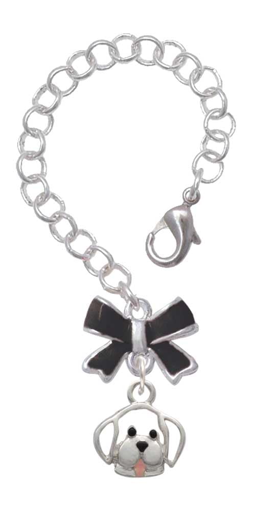 Delight Jewelry Silvertone Small Outline Dog Face - Black Bow Charm Accessory for Tumblers and Thermal Cups