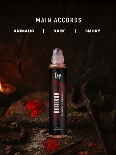 Image of EM5 Bhairav Concentrated Perfume Roll-On for Men | Dark, Animalic, Smoky, Tobacco, Leather & Oud Fragrance | 100% Alcohol Free | Strong & Long Lasting Perfume Roll On | 10 ml