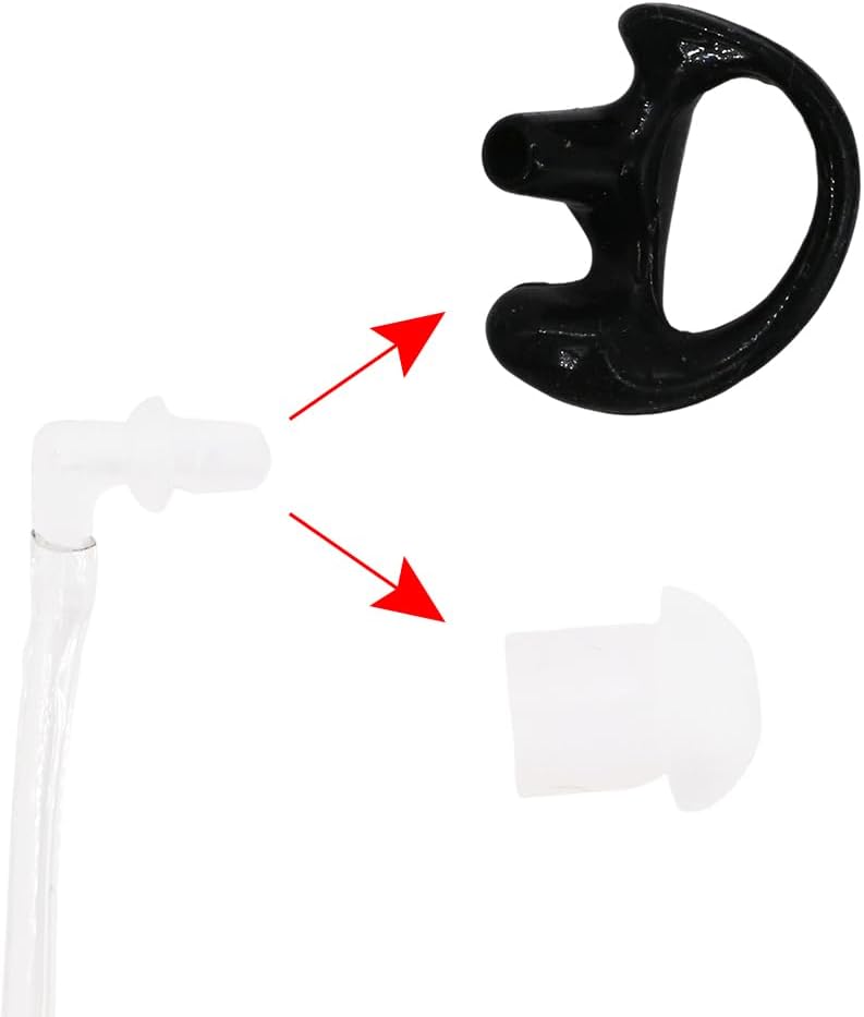 ETMY K-2 PIN Throat Mic Compatible with BaoFeng/Retevis/Pxton/Kenwood, Airsoft Tactical Single-Ear Air Tube Headset with 3-Pair Earbuds, for Noisy Env/Hunting/Security & Motorcycle Riding (2)