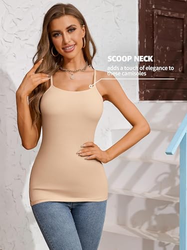 ATTRACO Women 3 Pack Cotton Camisoles wtih Shelf Bra Adjustable Spaghetti Strap Tank Tops2