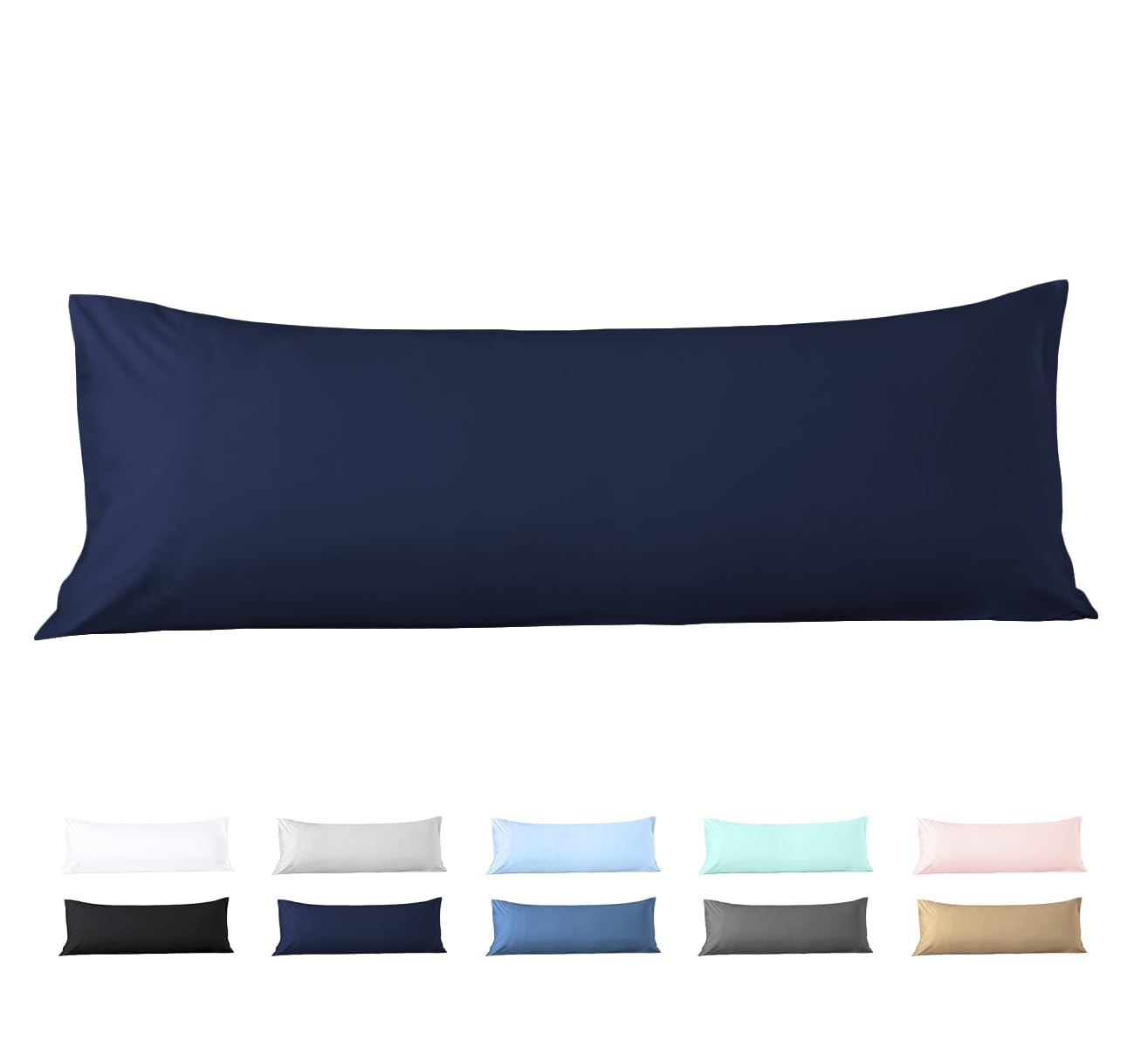 Body Pillow Case 51 x 132 cm, 100% Egyptian Cotton, 600 Thread Count, Soft and Skin-friendly, 1 Pillow Case with Zipper Closure - 50 x 137 cm, Navy Blue — image 1
