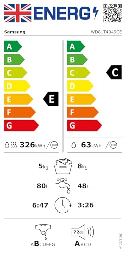 Samsung WD81T4049CE/EG - Asciugatrice 8/5 Kg, 1400 Giri/Min, Ecobubble, Airwash, Programma Igienico A Vapore, Colore: Bianco - 19