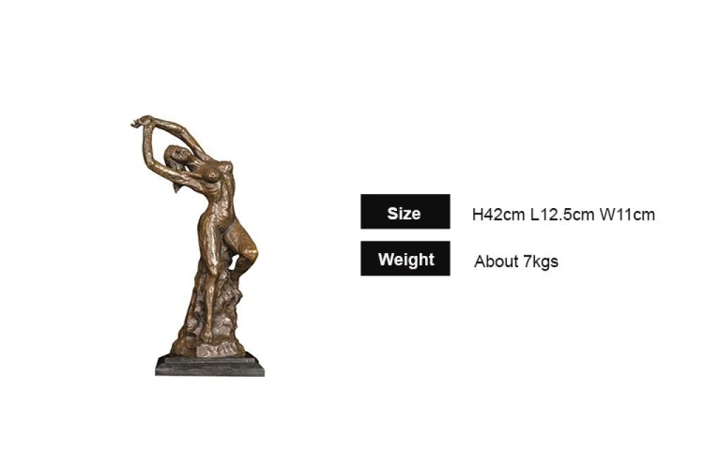 ブロンズ 女性像(92cm) 彫刻 トレイ付き 彫刻家 安藤菊男作 ブロンズ像 裸婦像 女性像 重さ約3.7kg M R5865