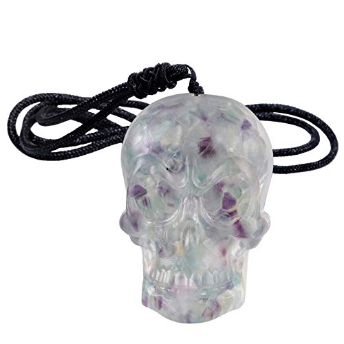 Yatming Handmade Crystal Skull Pendant Necklace For Men And Women, Red Jasper Chip Stone Pendant Jewelry With Adjustable Rope #TOP12