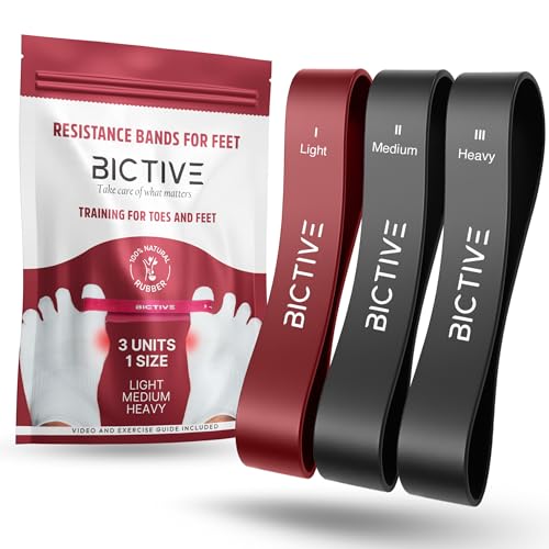 BICTIVE®︎ Bandas Elásticas para Corregir Juanetes y Alivio del Dolor con Ejercicios. Corrector de Juanetes, Separador Dedos Pies, Dedos Separados, Hallux Valgus Corrector, 3 Niveles de Resistencia