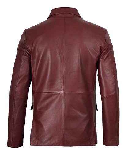 Image of fjackets Mens Leather Jacket - Real Lambskin Leather Blazer, Notched Collar Sport Coat for Men
