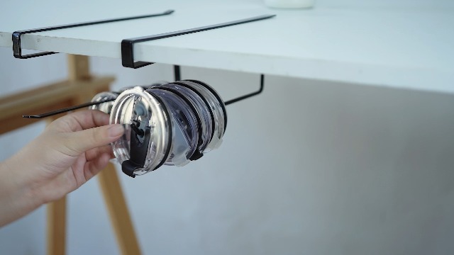 2 Pack Tumbler Lid Organizer, Horizontal Tumbler Lid Storage Hook Up to 20 Lids, Space Saving Cup Lid Holder Under Cabinet Tumbler Lid Hook for Kitchen Organizer, Paper Towel Hanger(Round&Flat, Black)