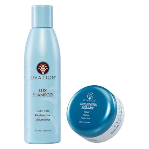 Ovation Hair Lux Soothing Cleanse & Repair Bundle - 6 oz Shampoo, Protein Mask for Hydrated, Soft, Shiny Hair Cover