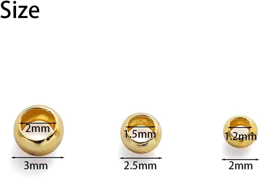 1000Pcs 3mm Brass Crimp Beads Metal Spacers Stopper Beads Round Bead Spacers Clamp Ends for DIY Jewelry Making, Bracelet, Necklace, Earring (Gold) - Image 2