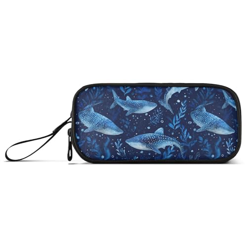 Image of Fisyme Cute Watercolor Whale Sharks Pencil Case Large Capacity Pen Box Makeup Pouch Holder Organizer Stationery Bag for School Office College Traval