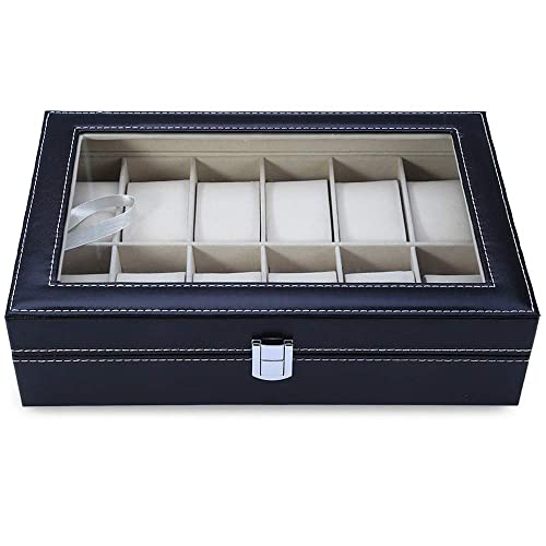 Watch Box for Men 12 Slot Watch Case for men Watch Organizer Box Watch Storage Box for men, Multifunctional Watch Case