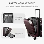 LEVEL8 Grace Carry on Luggage Airline Approved, 20 Inch Expandable Hardside Suitcases with wheels, Abs+Pc Harshell Spinner Luggages with Tsa Lock, Red - Image 4