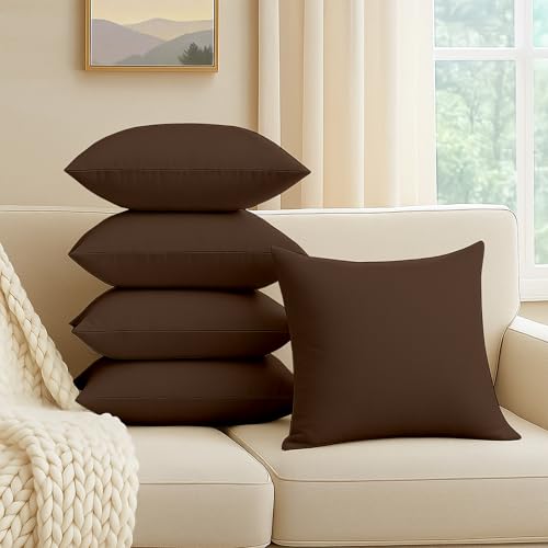 Image of Premium Polyester Fiber Cushion Fillers - Pack of 5 Pcs | 16 x 16 Inches | Chocolate| Cushions, Sofa Pillow, Cushion for Sofa, Cushion for Bed, Decorative Pillow