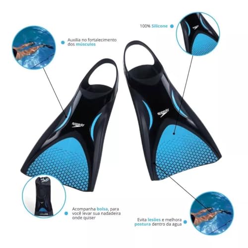Speedo Kit de Natação Mochila Mesh + Nadadeira Power Fin G 40/42 + Palmar Power Paddles M + Prancha