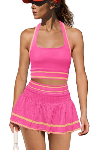 Yanekop Womens Tennis Skirt Set 2 Piece Workout Sets Golf