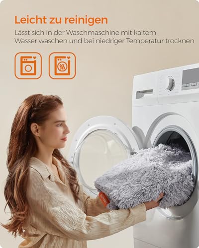 Feandrea Hundedecke, wasserdichte Decke, Langer Plüsch, für Miniaturhunde, Katzen, 73 x 63 cm, S, Sherpa-Stoff, beidseitig verwendbar, Hundesofa Schutzdecke, Ombré-Grau PPB003G01