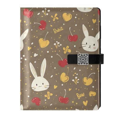 Carnet de notes en cuir de cerise avec gaufrage lapin traditionnel