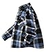 Fozexi Mens Casual Jacket Lightweight Flannel Plaid Shirts Button Down Shirt Jacket for Men Blue/Black Small