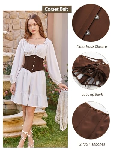 Image of Scarlet Darkness Corset Belt for Women Fishbone Wide Corset Pirate Belt | Fishbone Support, Front Buckle, Lace Up Back, Goth Renaissance Costume Accessory