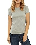 Three Dots Women's Short Sleeve Crew Neck Tee, Granite, Small