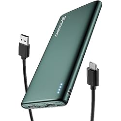Bateria Externa Movil Ligera Coolreall Power Bank 10000mAh, Delgado & Ligero Bateria Externa, USB-C Entradas/Salidas (3,0A) y 2 Salidas USB-A (2,4 A) Cargador Portátil Compatible con iPhone, Samsung, Xiaomi, Huawei, Airpods etc
