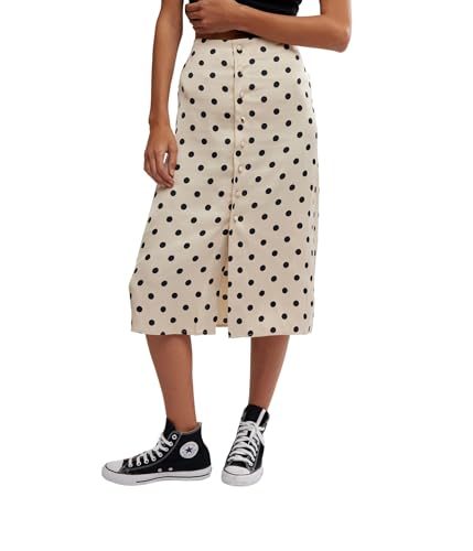 Free People Womens Analise Printed Midi Skirt Cream Combo 12